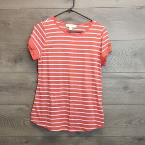 Michael Michael Kors Coral Striped Women's Top New Women's Size Small